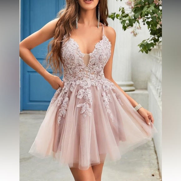 Beautiful Pink Embellished Mini Dress - Picture 2 of 5